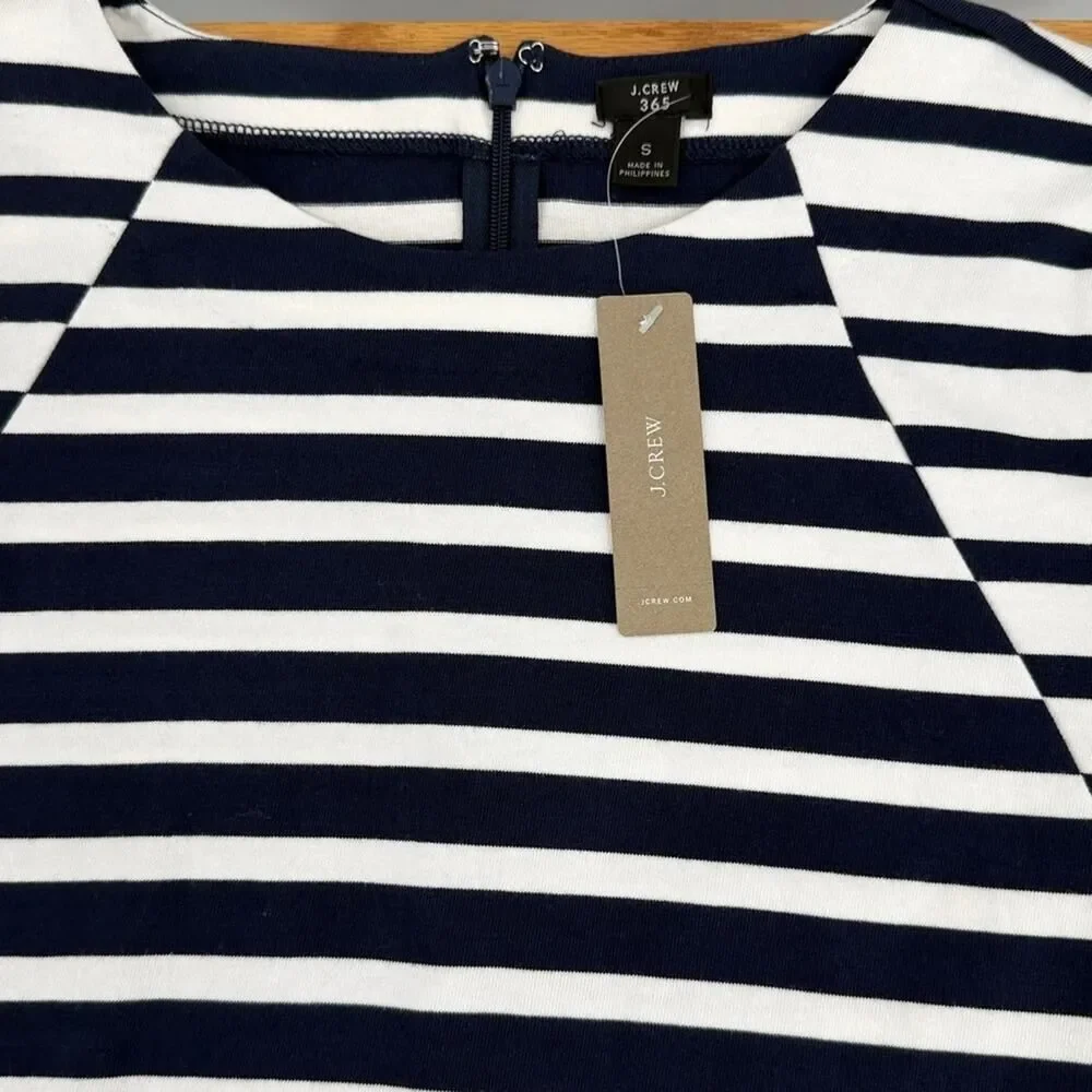 NWT J. Crew Navy and White Striped Long Sleeve Dress Small New with Tag Video